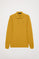 Mustard long-sleeve garment-dyed polo shirt with embroidered logo