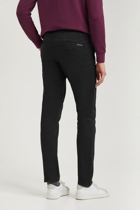 Pantaloni casual grigio scuro in cotone elasticizzato con particolari Polo Club