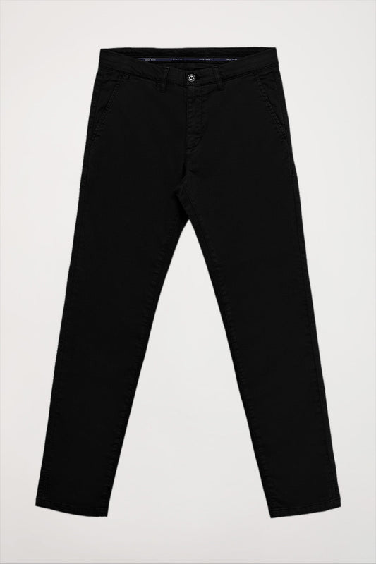 Pantaloni casual neri in cotone elasticizzato con particolari Polo Club