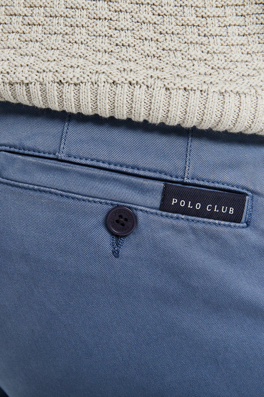 Denim-blue stretch-cotton chinos with Polo Club details
