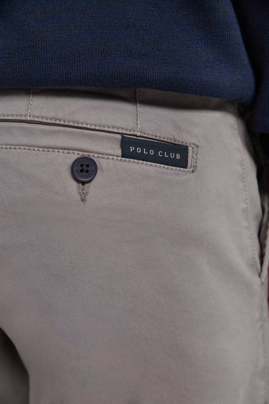 Pantalon chino gris en coton élastiqué avec des détails Polo Club