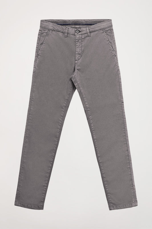 Grey stretch-cotton chinos with Polo Club details