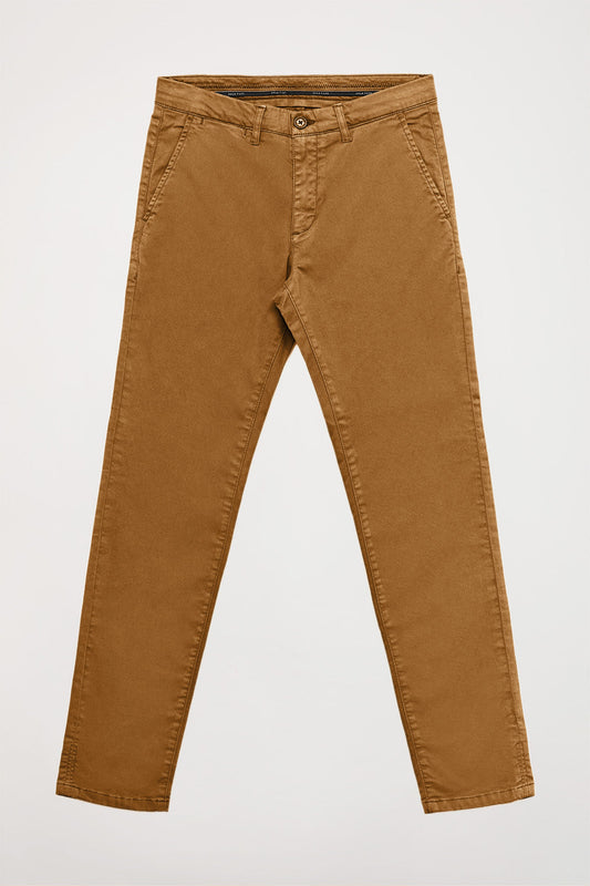 Brown stretch-cotton chinos with Polo Club details