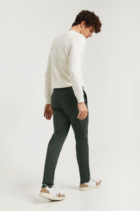 Pantaloni casual verdi in cotone elasticizzato con particolari Polo Club