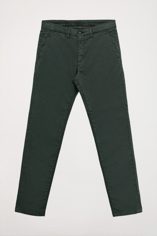 Green stretch-cotton chinos with Polo Club details