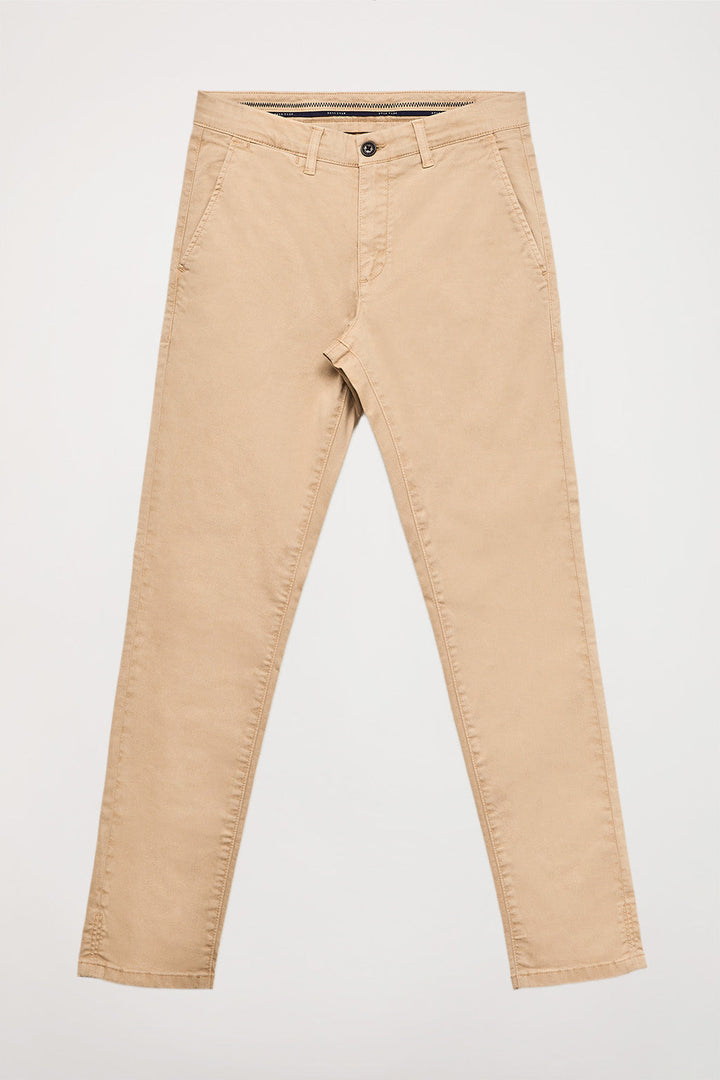Pantaloni casual sabbia in cotone elasticizzato con particolari Polo Club
