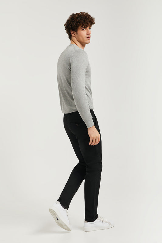 Pantalón chino negro de corte slim con logo Polo Club en bolsillo trasero