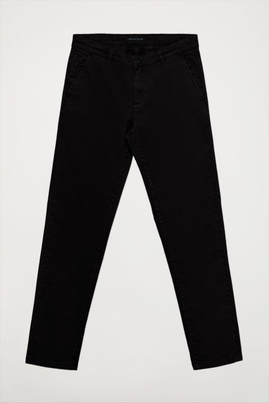 Pantalon chino slim noir avec logo Polo Club sur la poche arrière
