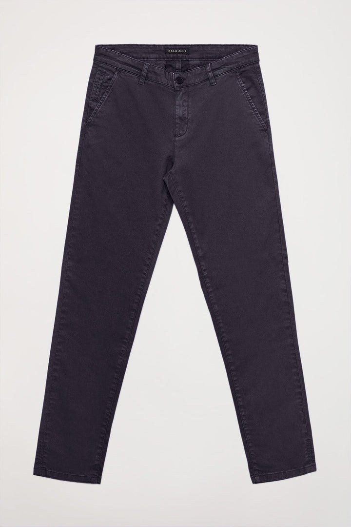 Pantalón chino azul marino de corte slim con logo Polo Club en bolsillo trasero