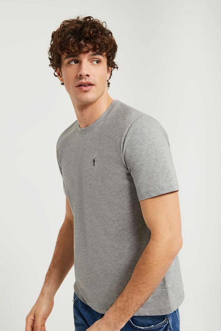 Grey-vigore short-sleeve T-shirt with Rigby Go logo