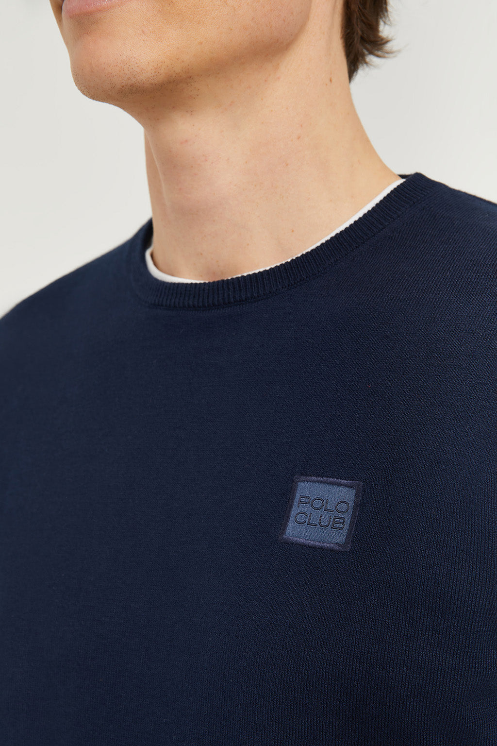 Lacoste - Pull ras de cou avec logo - Bleu marine