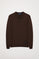 Brown jumper with button-up polo collar and detail on hem