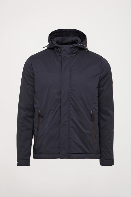 Navy hooded jacket with Polo Club rubber patch