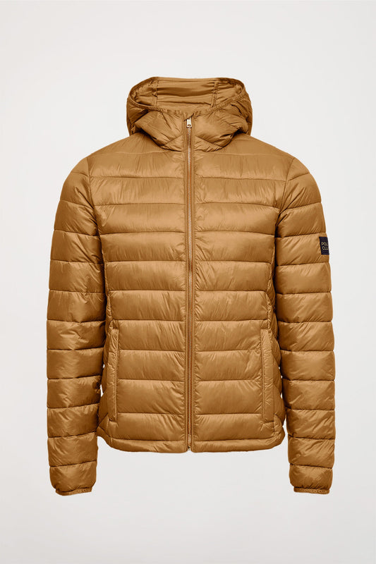 Brown ultralight recycled Mickael jacket with Polo Club textile label and hood