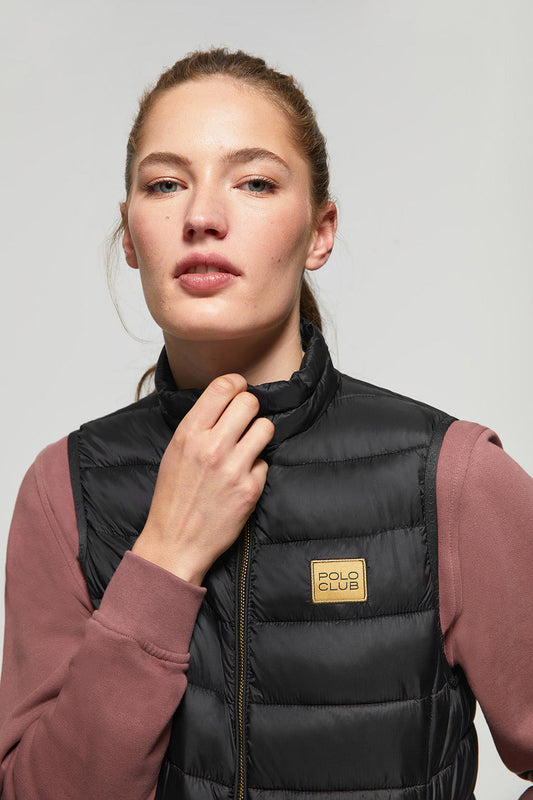 Black ultralight recycled Randa vest with Polo Club textile label