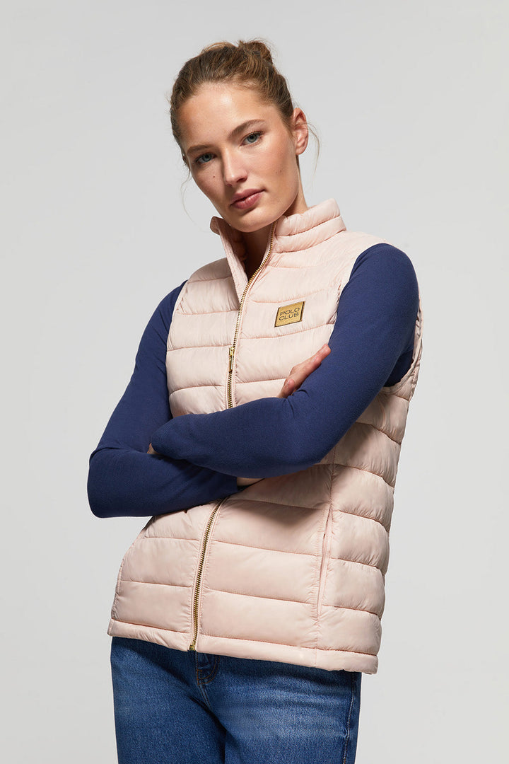 Blush-pink ultralight recycled Randa vest with Polo Club textile label