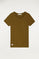 Camiseta orgánica caqui de cuello redondo y logo bordado