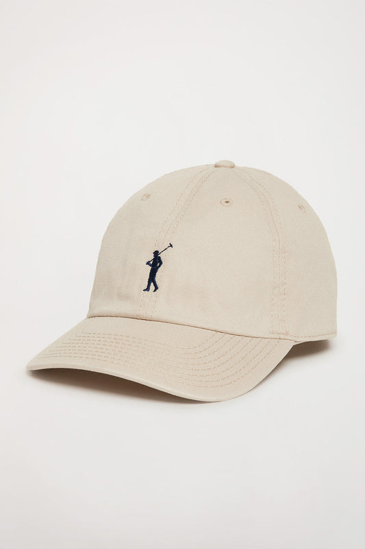 Beige cap with Rigby Go embroidered logo