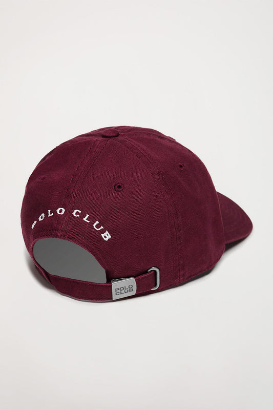 Burgundy cap with Rigby Go embroidered logo