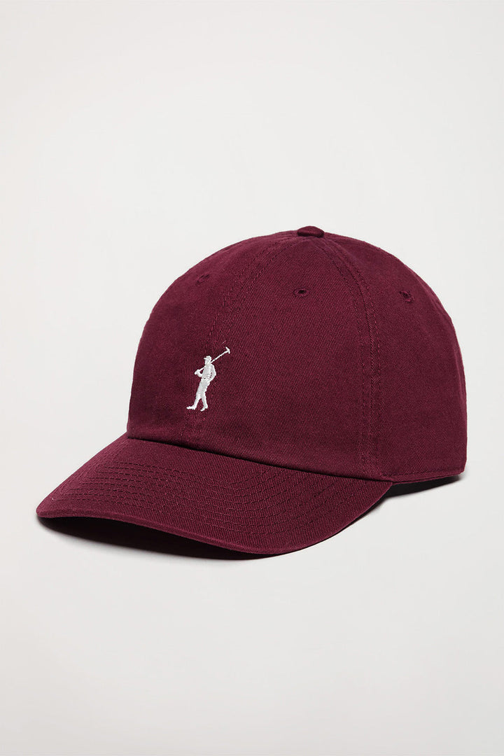 Burgundy cap with Rigby Go embroidered logo