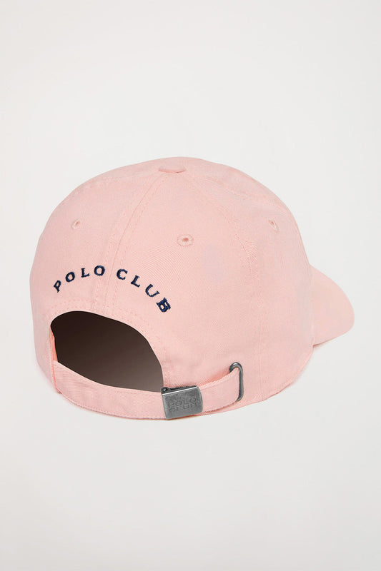 Pink cap with Rigby Go embroidered logo