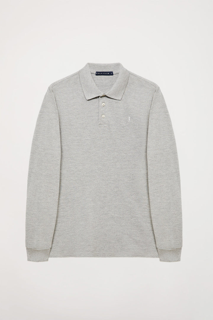 Grey-vigore long-sleeve polo shirt with Rigby Go embroidery