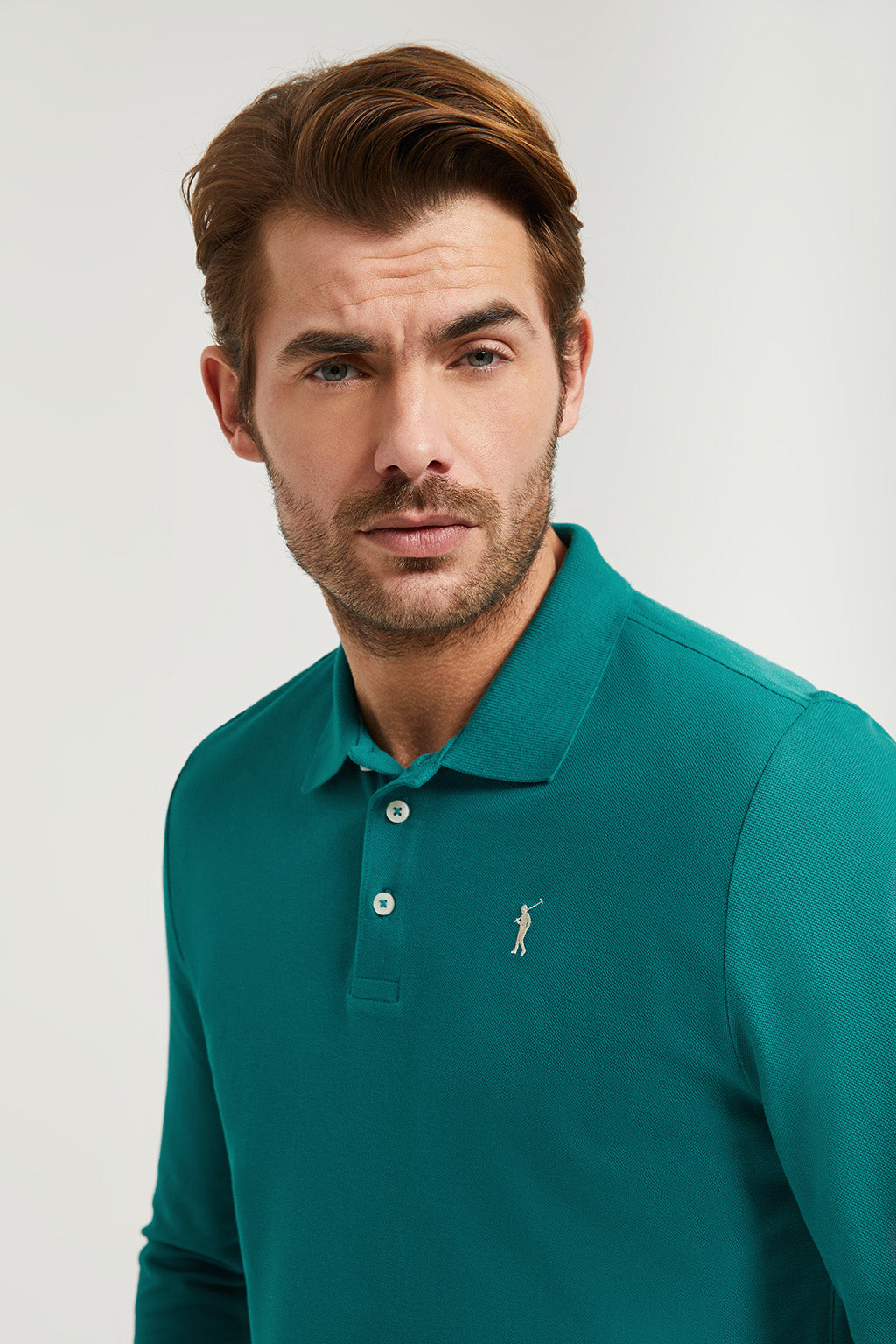 Polo manches longues vert bouteille avec logo brodé Rigby Go – Polo Club  Europe