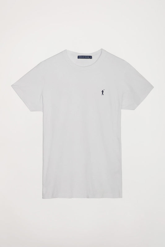 Kurzärmliges schlichtes Baumwoll-T-Shirt weiß mit Rigby Go Logo
