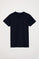 Kurzärmliges schlichtes Baumwoll-T-Shirt marineblau mit Rigby Go Logo