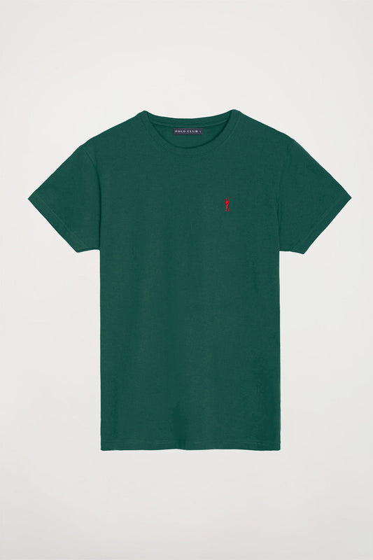 Basic donkergroene T-shirt van katoen met Rigby Go-logo