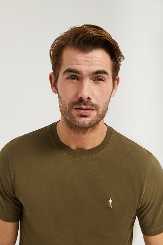 Basic olijfgroene T-shirt van katoen met Rigby Go-logo