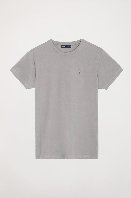 Camiseta básica gris de algodón con logo Rigby Go