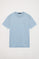 Sky-blue cotton basic T-shirt with Rigby Go logo
