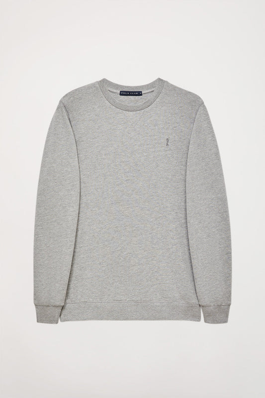 Schlichtes Sweatshirt grau meliert mit Rundkragen und Rigby Go Logo