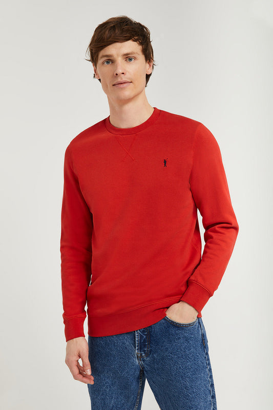 Schlichtes Sweatshirt rot mit Rundkragen und Rigby Go Logo