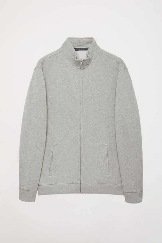 Offenes Sweatshirt grau meliert mit hohem Kragen und Rigby Go Logo