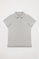 Kurzärmliges Piqué-Poloshirt grau meliert mit Rigby Go Logo