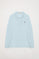 Sky-blue long-sleeve pique polo shirt with Rigby Go logo
