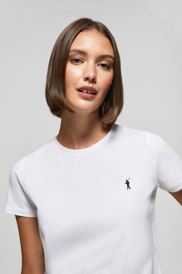Uniwersalna biała koszulka z krótkim rękawem z logo Rigby Go