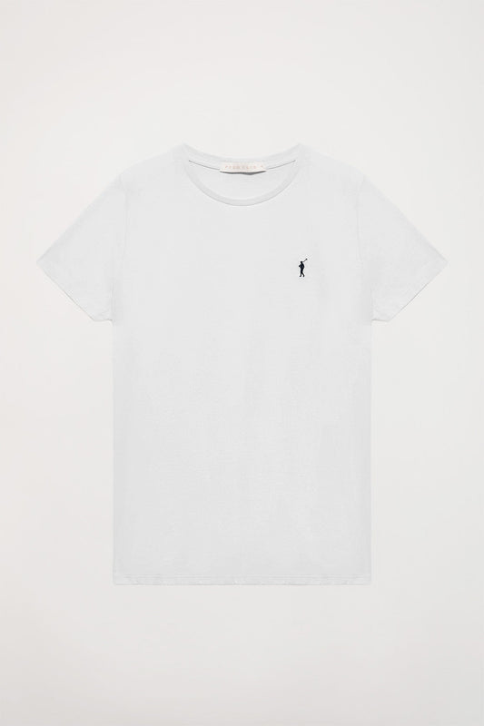 Kurzärmliges schlichtes T-Shirt weiß mit Rigby Go Logo