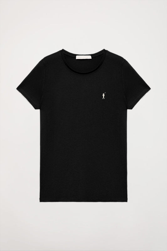 Camiseta básica negra de manga corta con logo Rigby Go