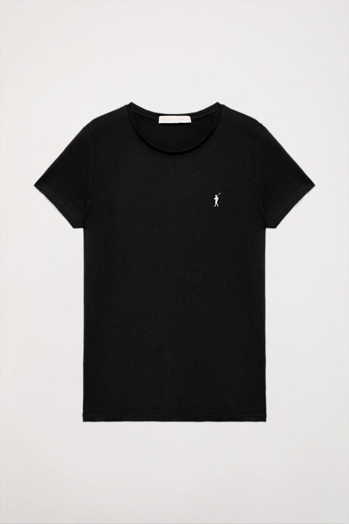 Kurzärmliges schlichtes T-Shirt schwarz mit Rigby Go Logo
