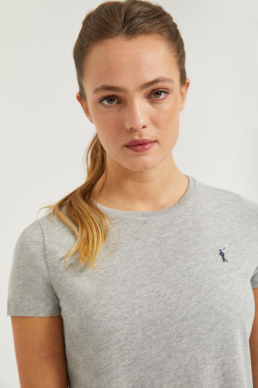 Grey-vigore short-sleeve basic T-shirt with Rigby Go logo