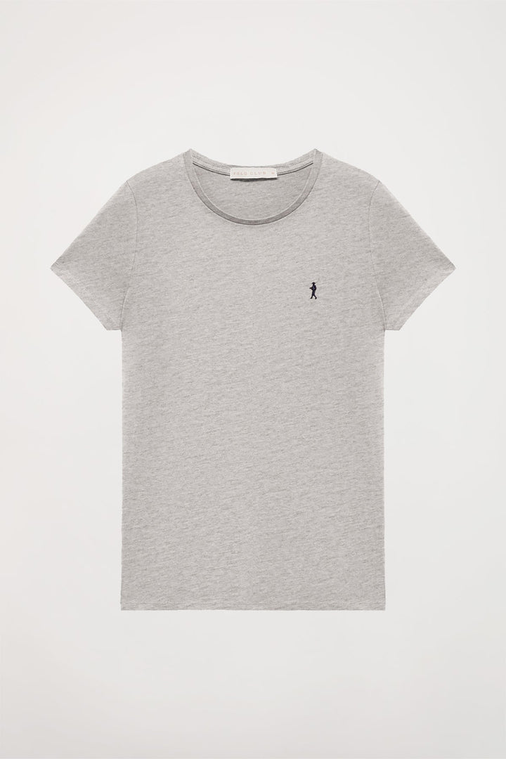 Kurzärmliges schlichtes T-Shirt grau meliert mit Rigby Go Logo