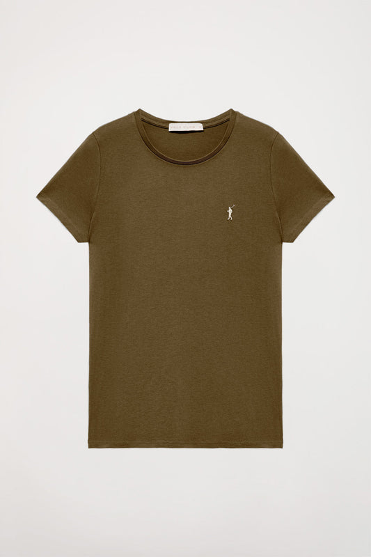 Camiseta básica verde oliva de manga corta con logo Rigby Go