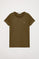 Olive-green short-sleeve basic T-shirt with Rigby Go logo