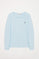 Langärmliges, schlichtes Baumwoll-T-Shirt hellblau mit Rigby Go Logo