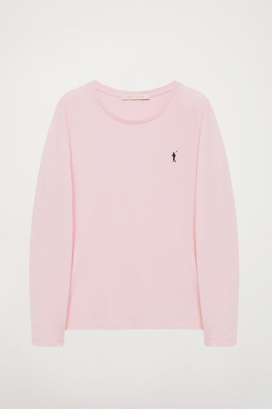 Camiseta básica de manga larga rosa con logo Rigby Go
