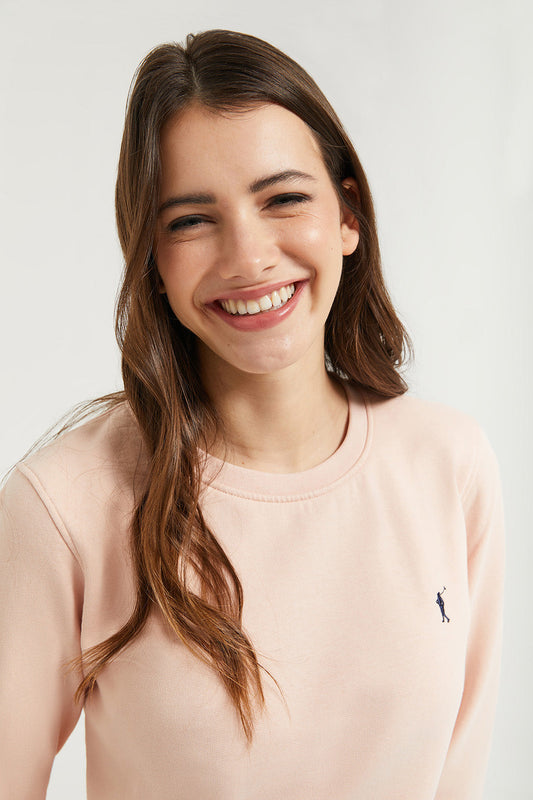 Schlichtes Sweatshirt Make-up-Rosa mit Rundkragen und Rigby Go Logo