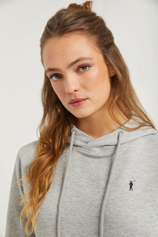 Sweatshirt grau meliert mit Kapuze, Taschen und Rigby Go Logo